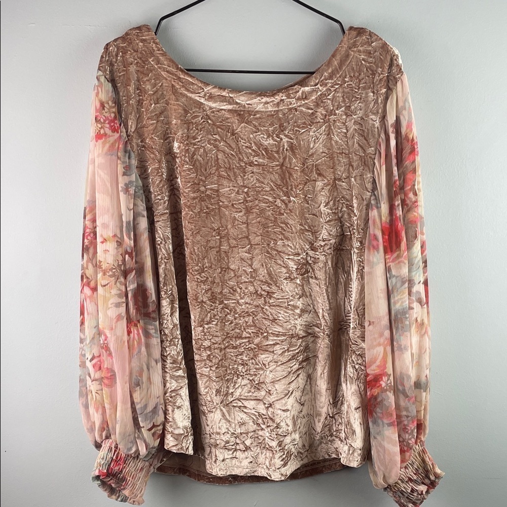 Anthropologie Meadow Rue Crushed Velvet Blouse Size M